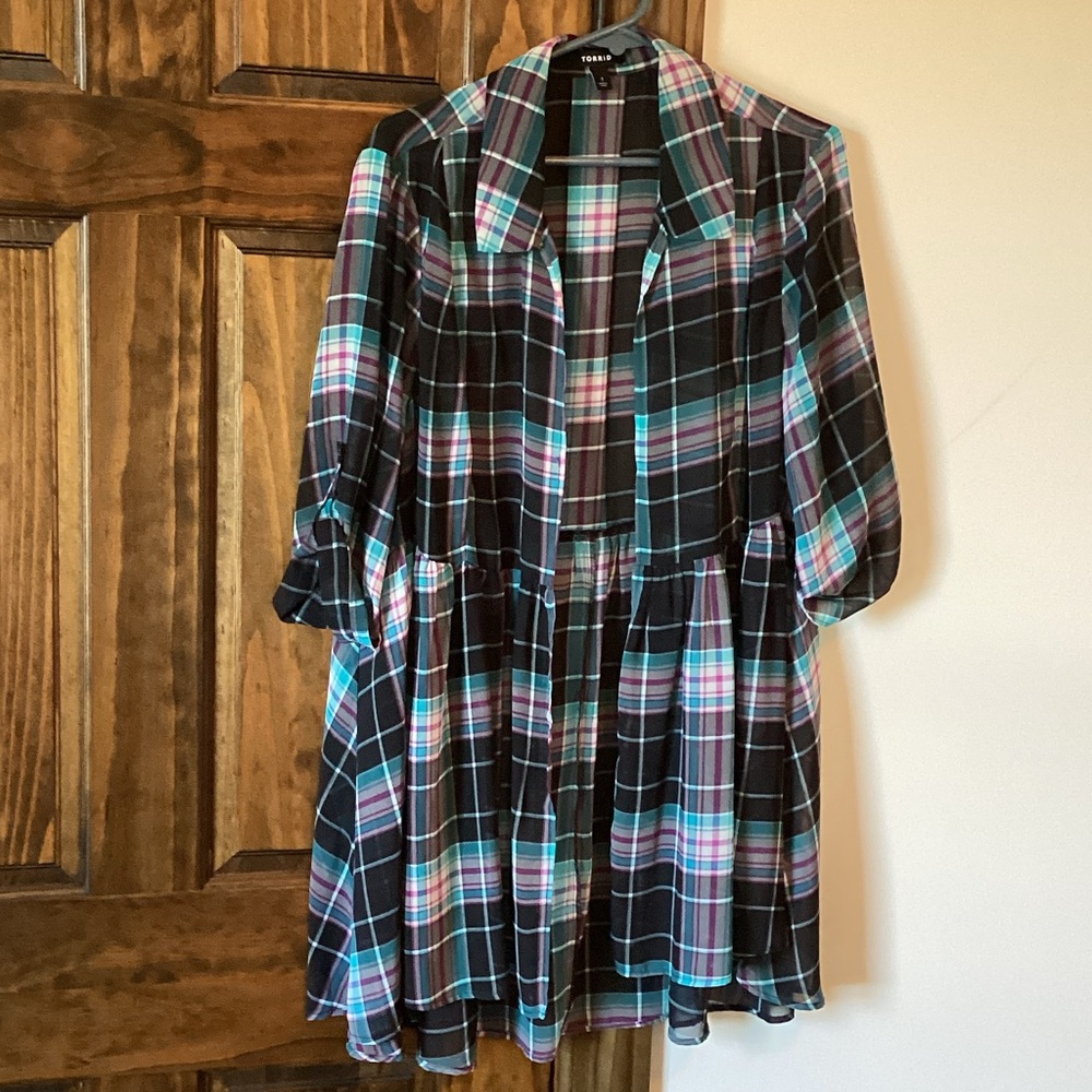 Torrid Multicolor Plaid Shirt Dress